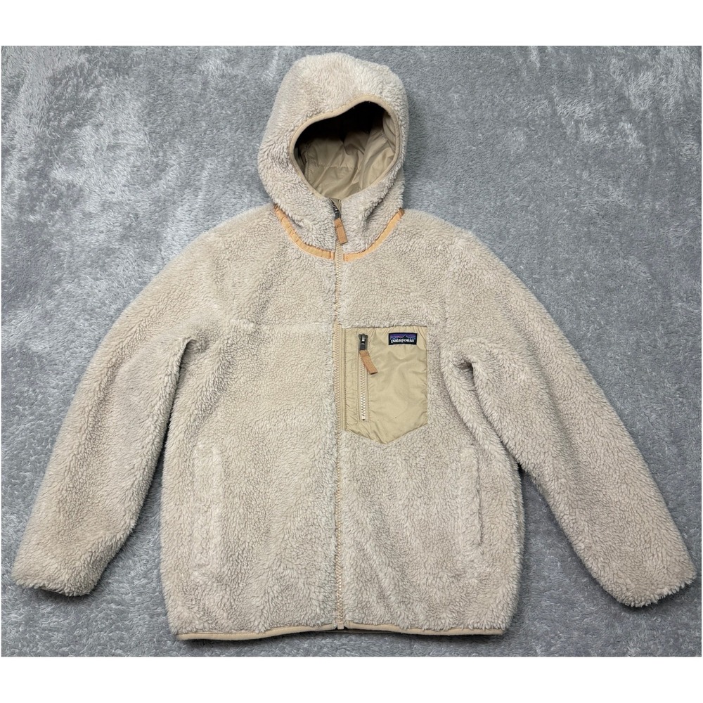 Patagonia Hoody Kids XL Tan Reversible Ready Freddy Fleece Puffer 68095FA22